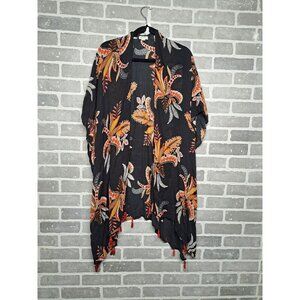 Ultra Pink Women’s Fringe Kimono Open-Front Floral Bohemian Multicolor‎ Size 2X